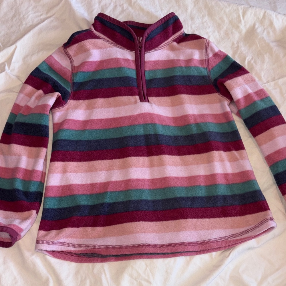OshKosh B'gosh Pink Multi Striped Quarter-Zip Fleece Pullover